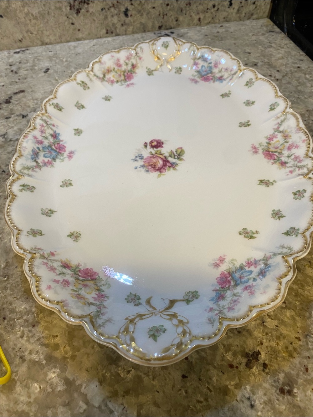 Haviland Limoges Schleiger 72 Gold Floral 14 Inch Serving Platter